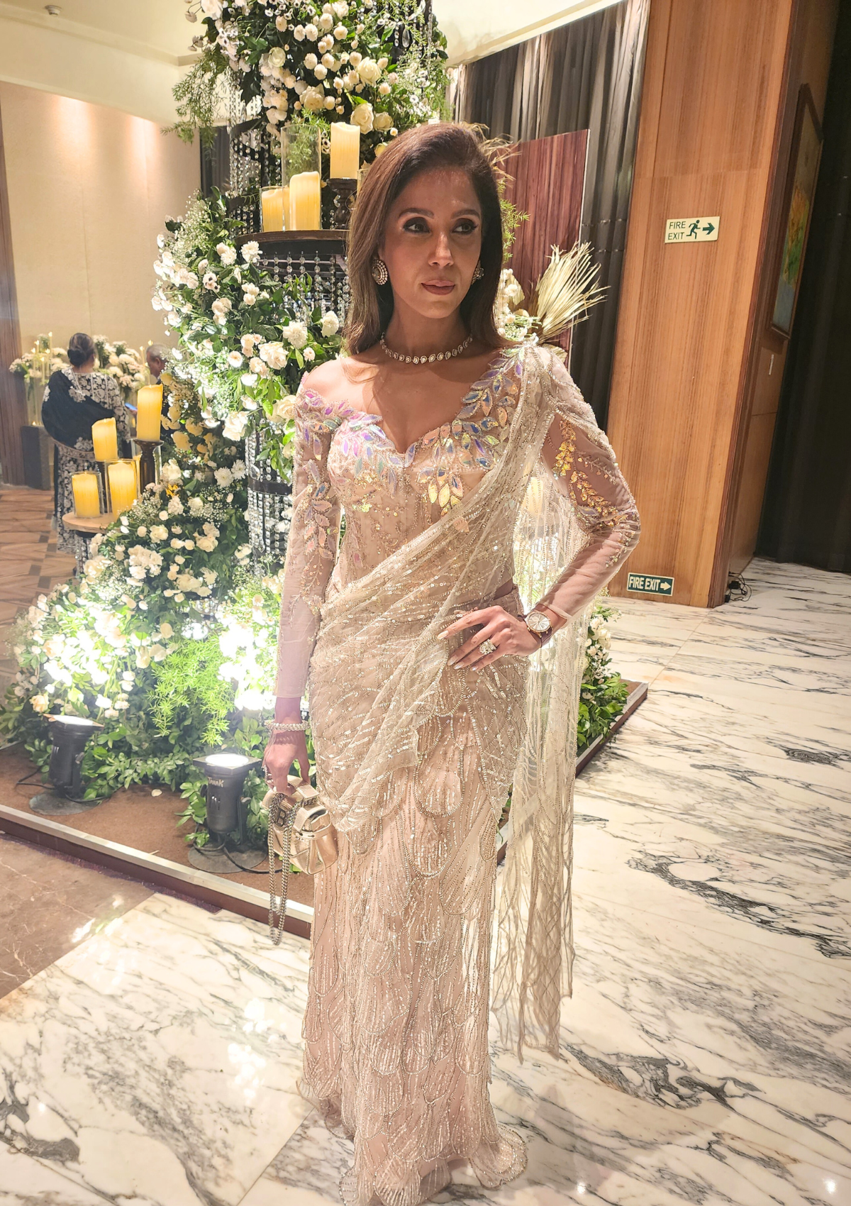 Ivory Elegance Corset Saree