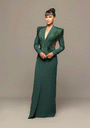 Power Shoulder Emerald Gown