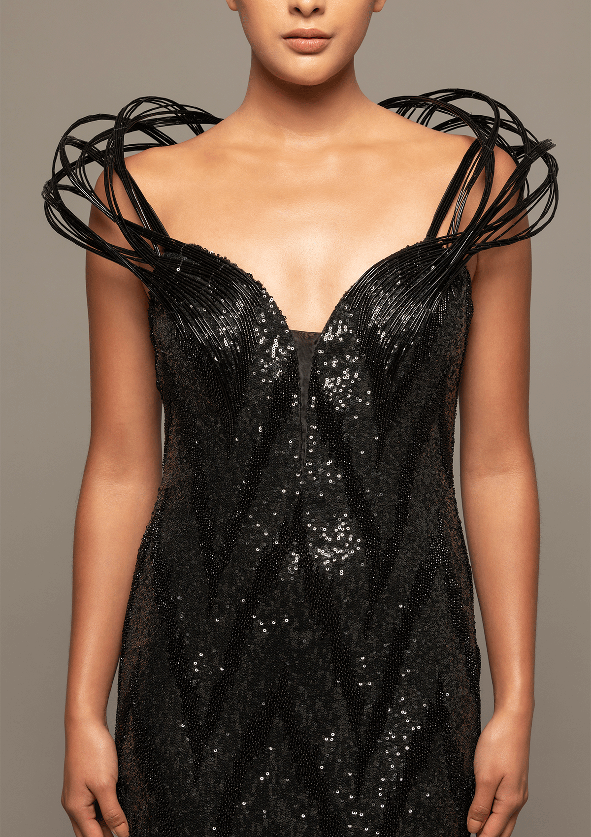 Statement Shoulder Glam Dress