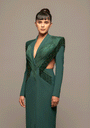 Power Shoulder Emerald Gown