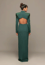 Power Shoulder Emerald Gown