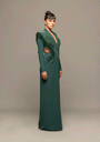 Power Shoulder Emerald Gown