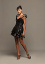 Feathered Sequin Midnight Dress