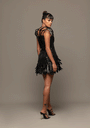 Feathered Sequin Midnight Dress