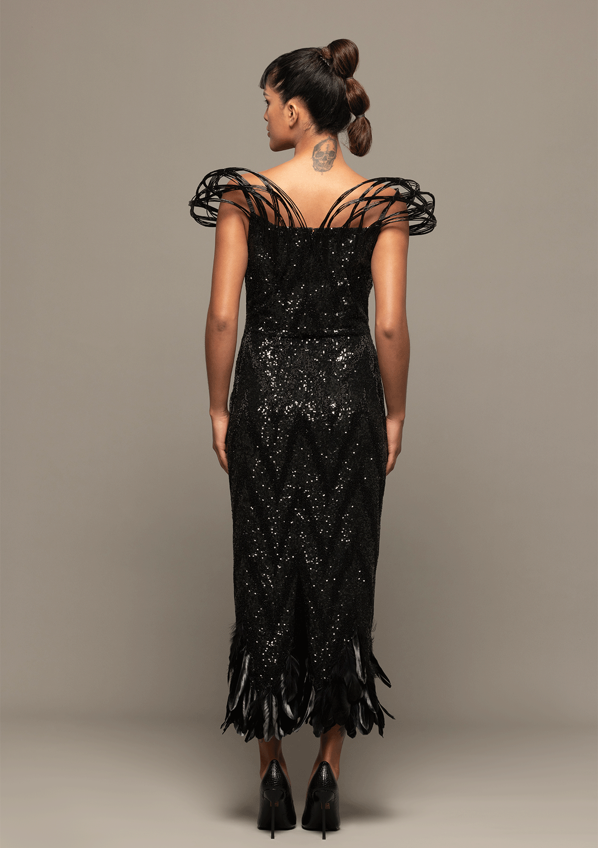 Statement Shoulder Glam Dress
