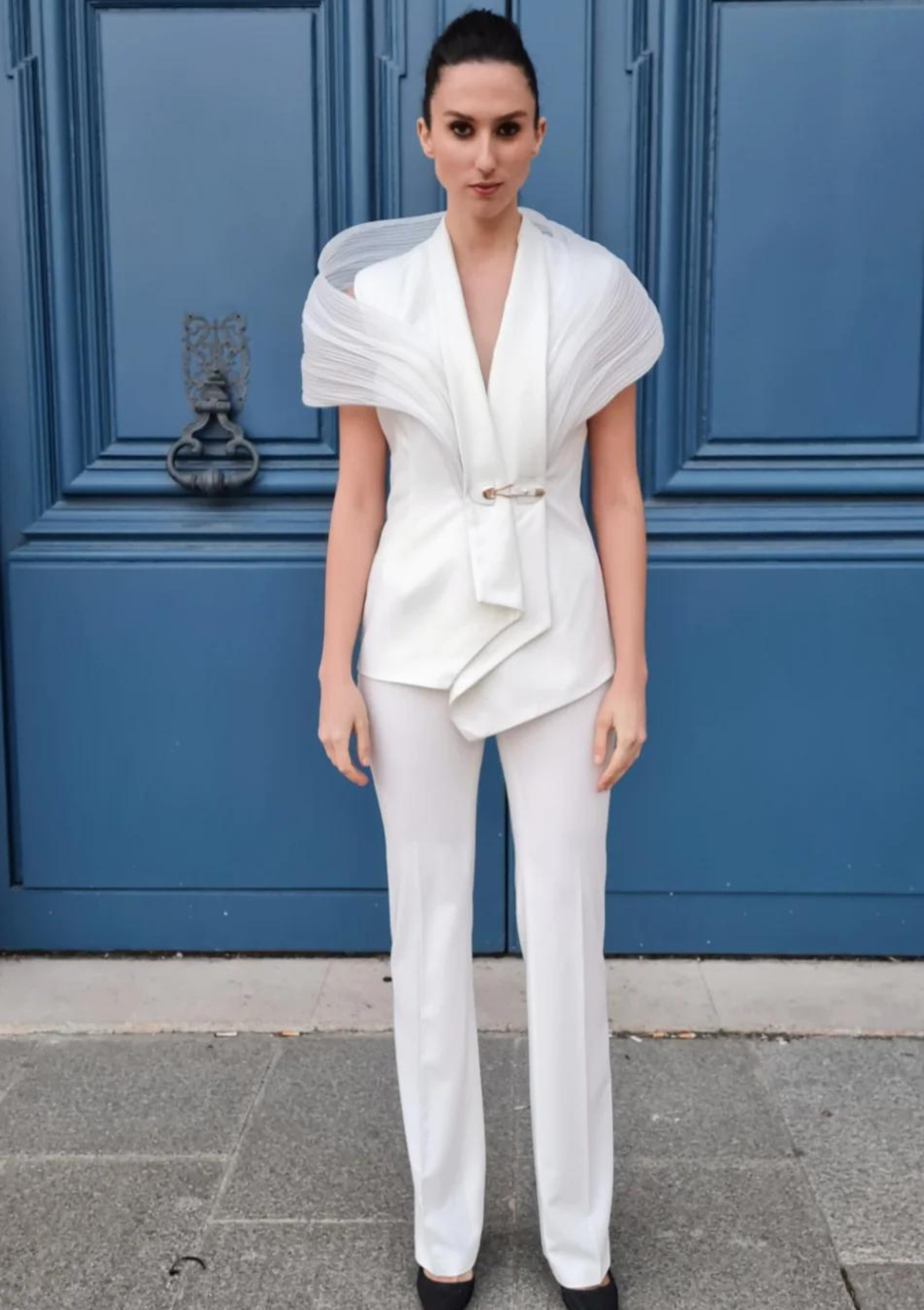 Aria's White Pant Suit