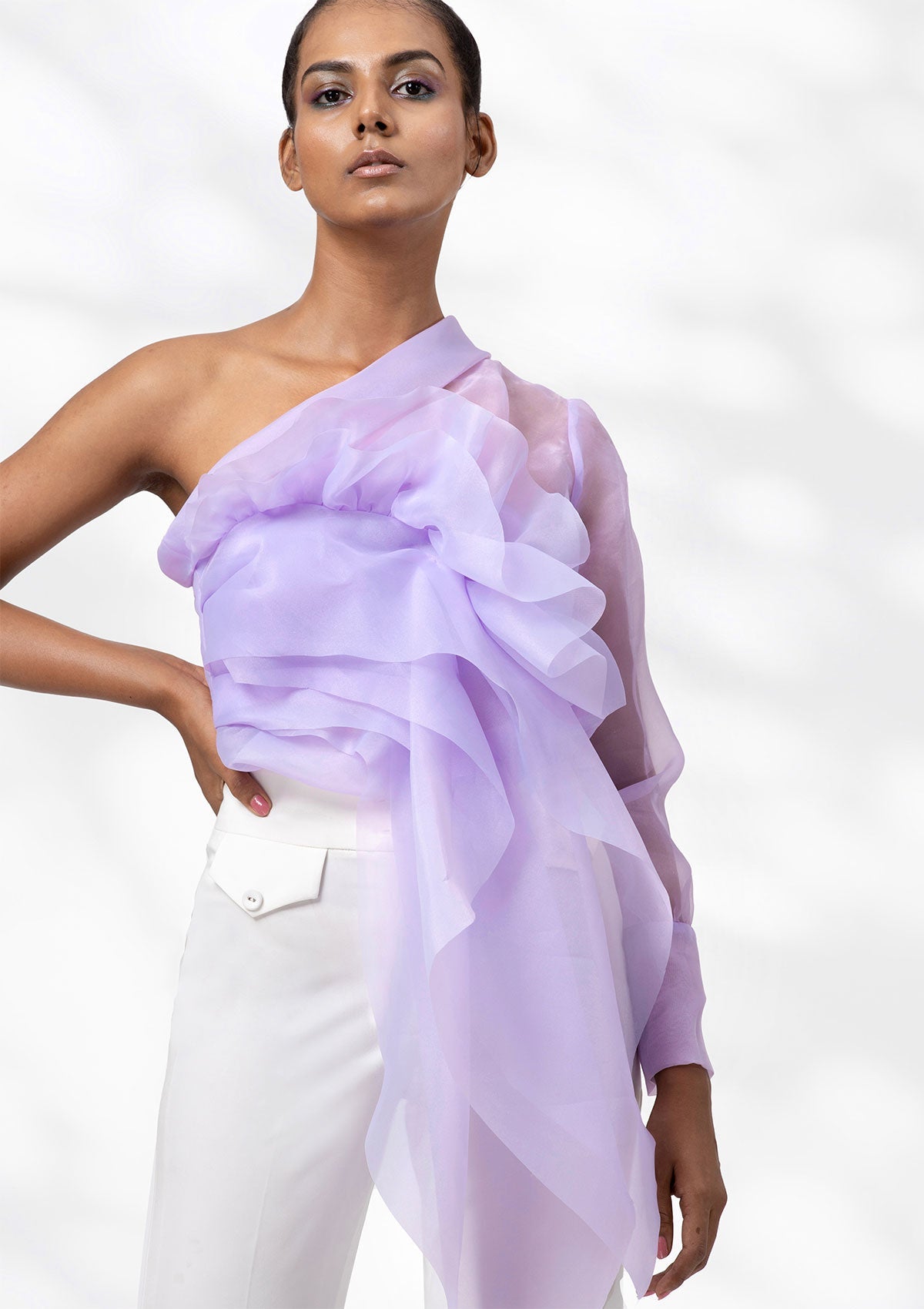 Iris Cascading Organza Top