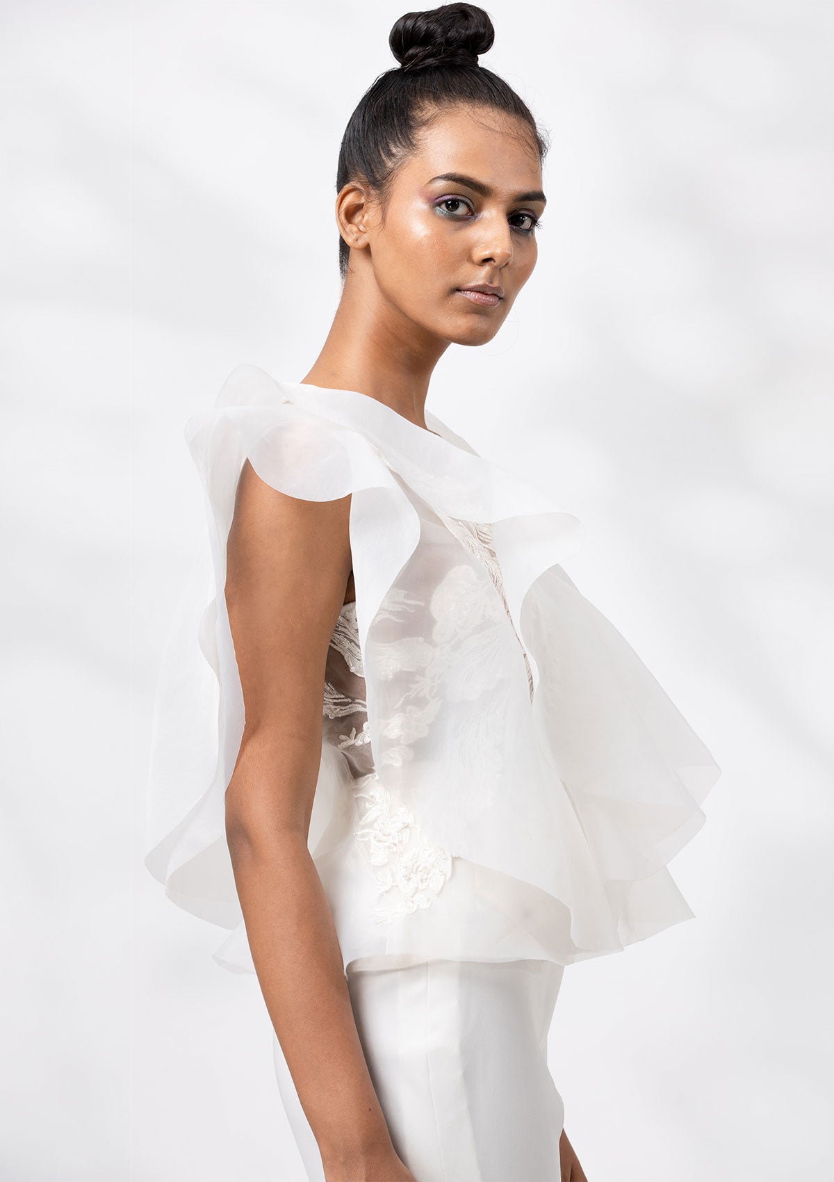 Aponi Organza Ruffle Top