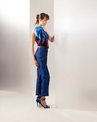 Lillian In Blue Ombre Top With Brocade Pants