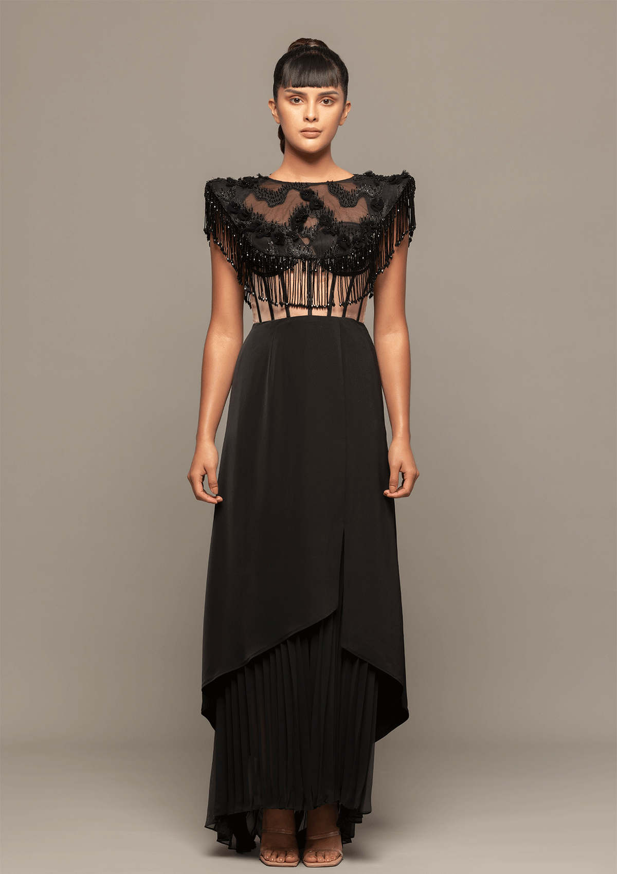 Pleated Sheer Bustier Dress