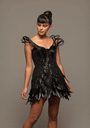 Feathered Sequin Midnight Dress