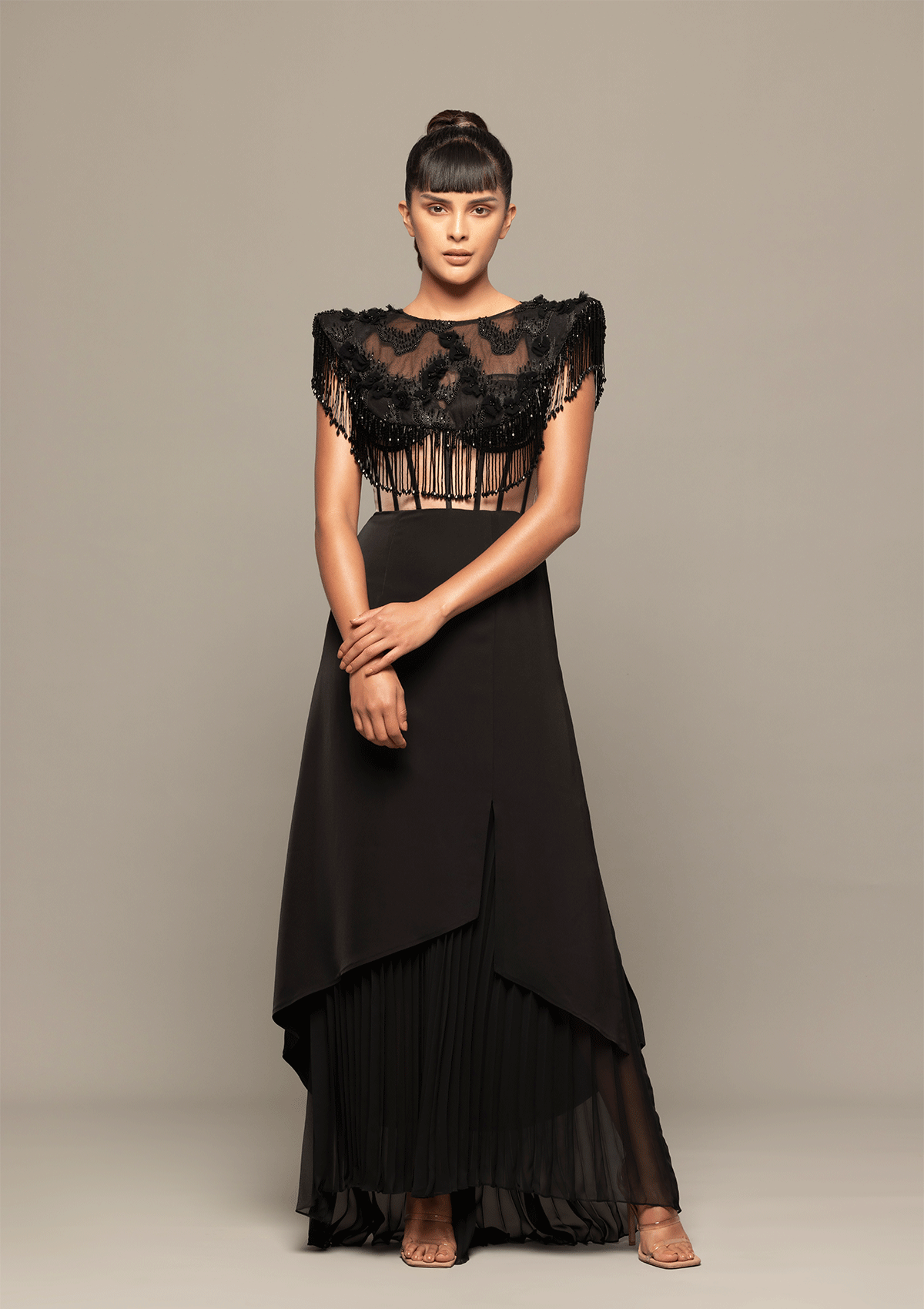 Pleated Sheer Bustier Dress – tanieya-khanuja Pleated Sheer Bustier Dress – tanieya-khanuja