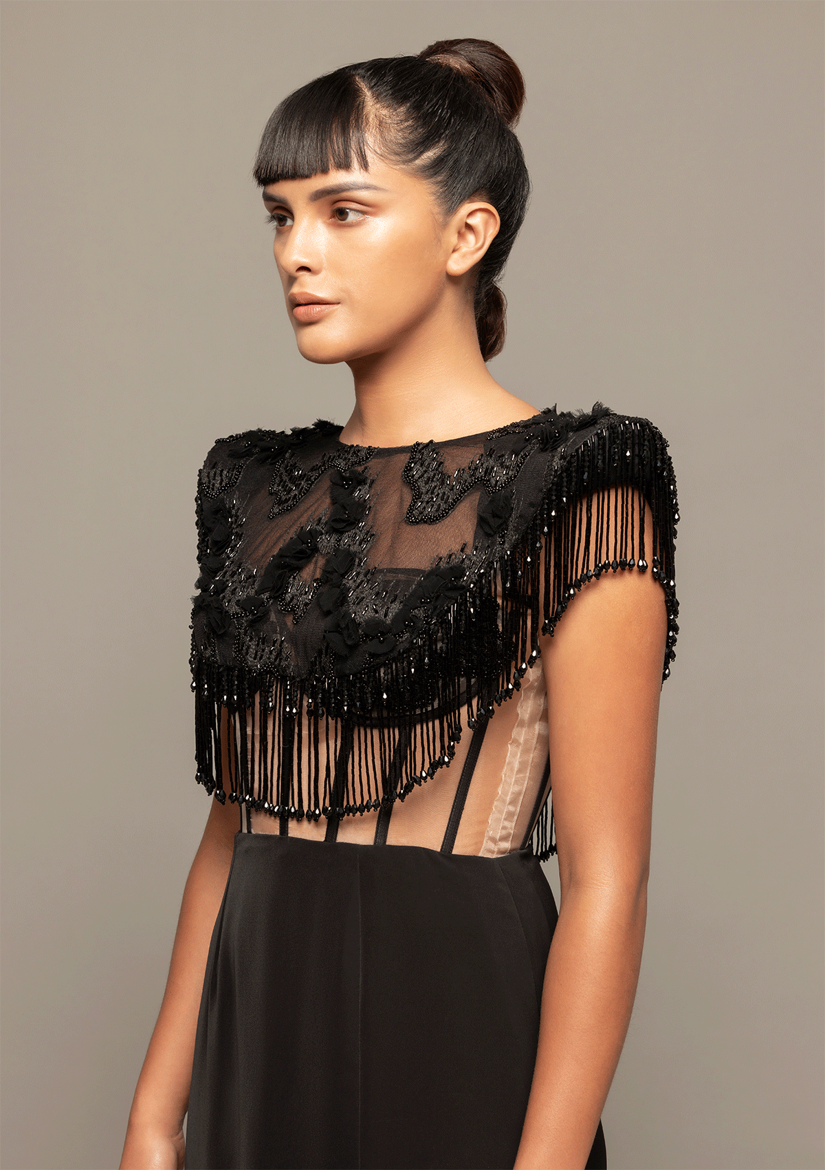 sheer dress gif Pleated Sheer Bustier Dress – tanieya-khanuja