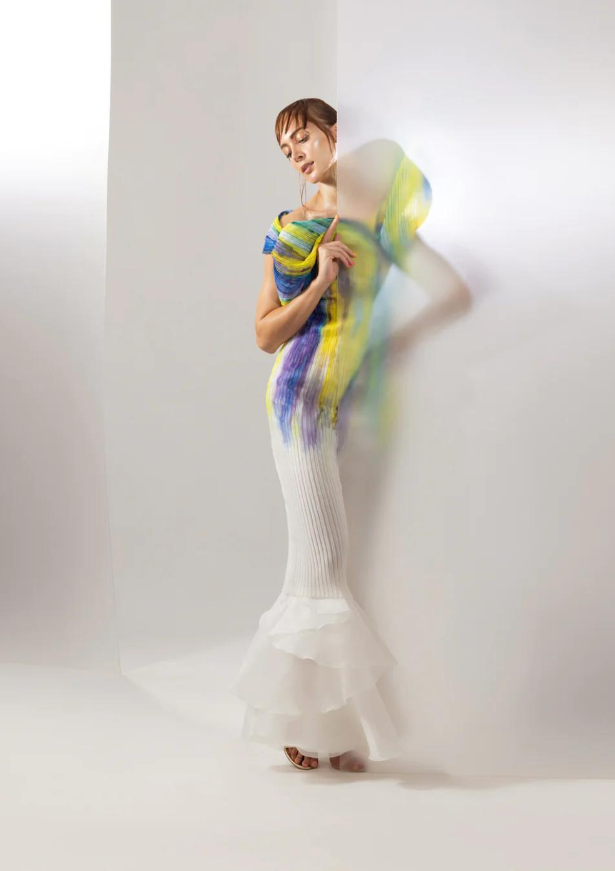 Naomi in white ombray gown