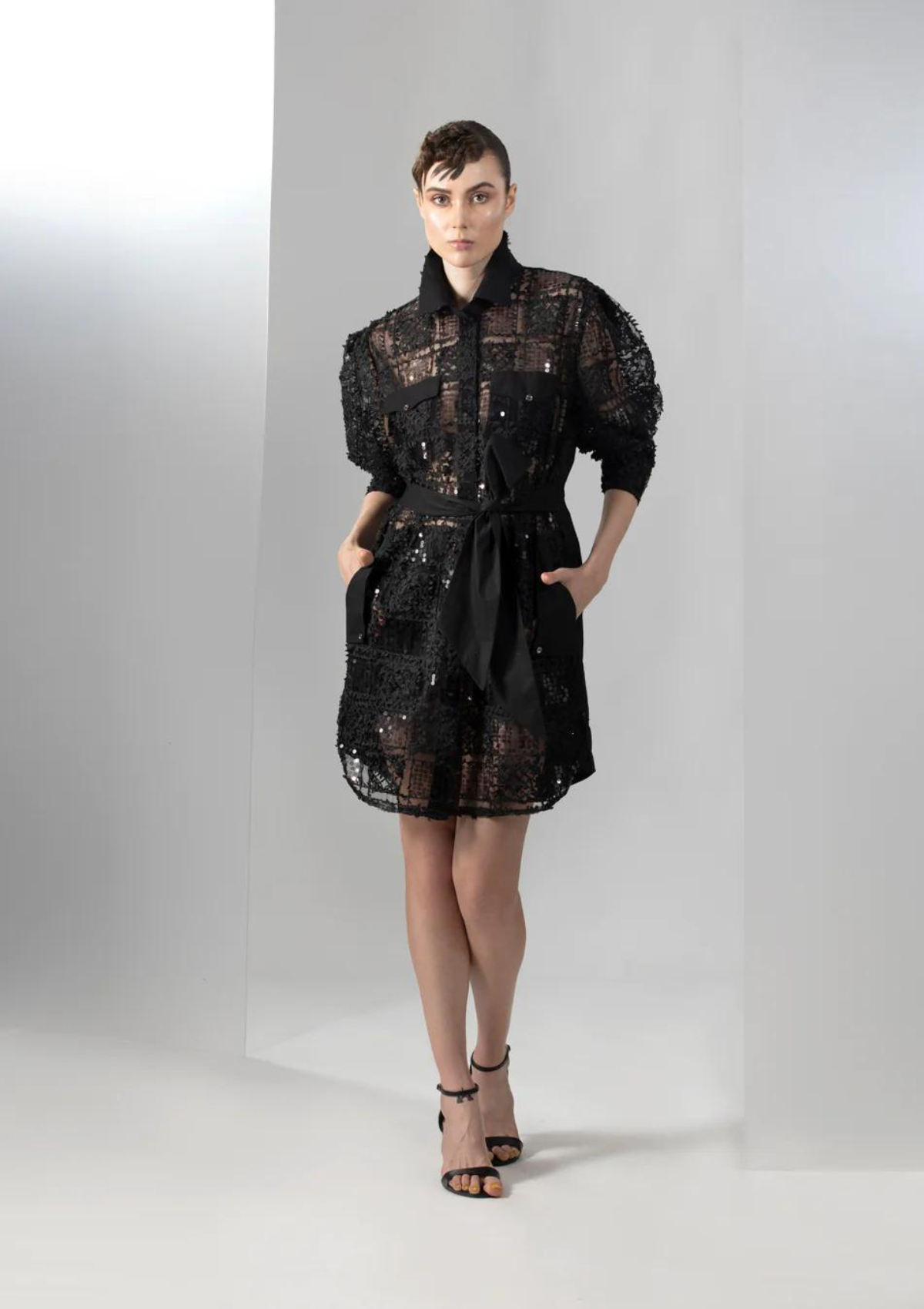 Sequined Shirt Dress