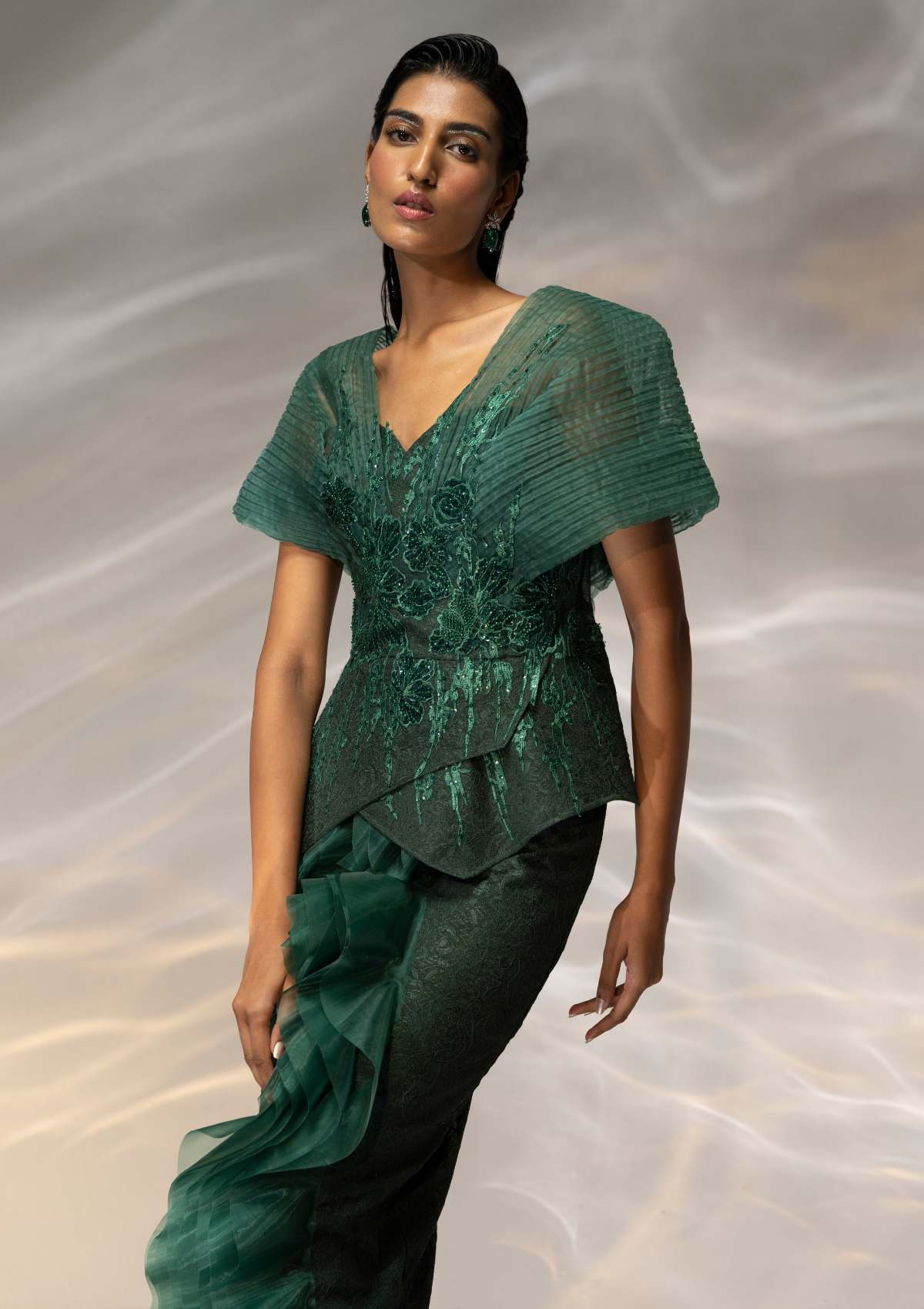 Verdant Frill Elegance Gown