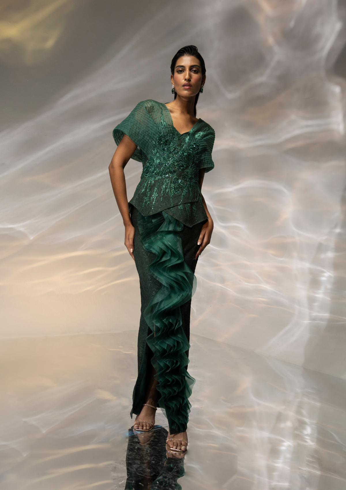 Verdant Frill Elegance Gown