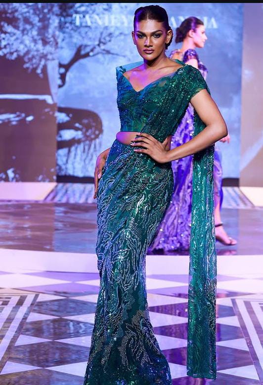 Emerald Nocturne Sari