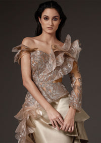 Cicely Ruffled Top With Layered Taffeta Skirt