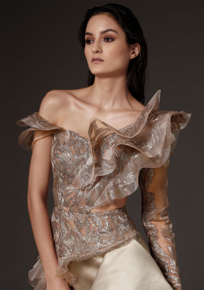 Cicely ruffled top with layered taffeta skirt
